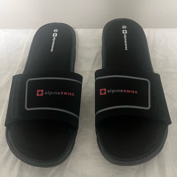 Alpine Swiss Mens Memory Foam Slide Sandals Adjustable Comfort Athletic 13M 15W - Picture 4 of 8